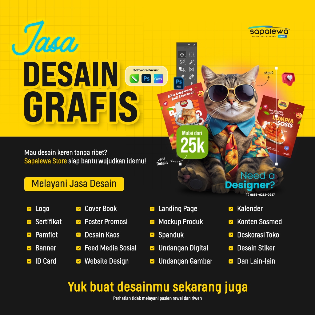 Jasa Desain Grafis Profesional: Logo, Banner, Sertifikat, Brosur, Label, Feed IG, Poster, landing page, Mockup, Dll