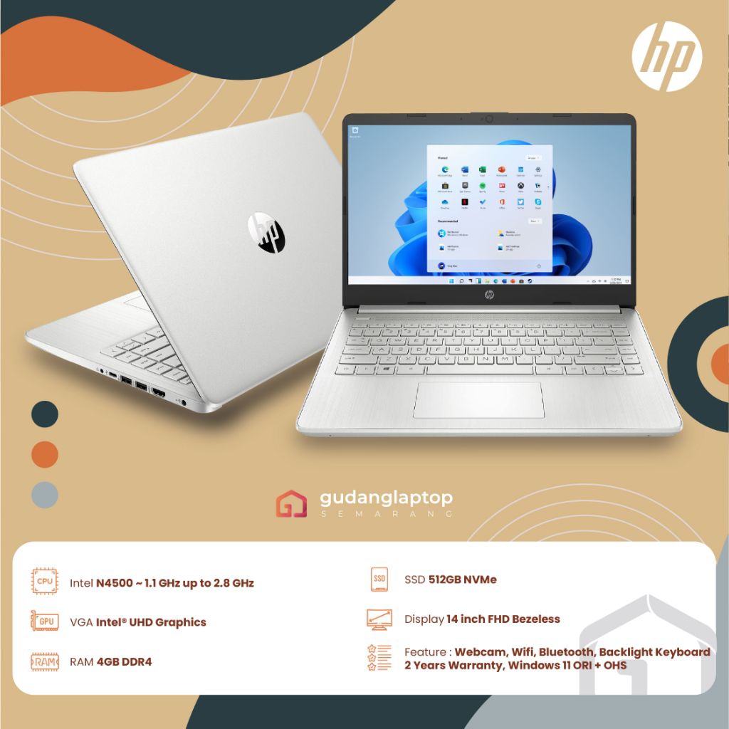 Jual NEW HP 14s - dq3133TU INTEL N4500 4/512 Intel UHD Graphics, 14 ...
