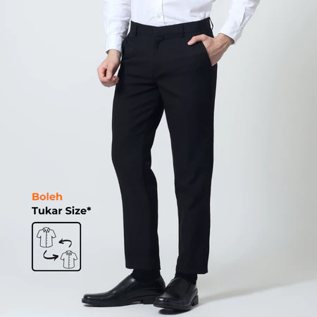 RK009 ALMANO Formal Ankle Pants Black / Celana Formal Kantor Slim Fit Panjang Pria Hitam