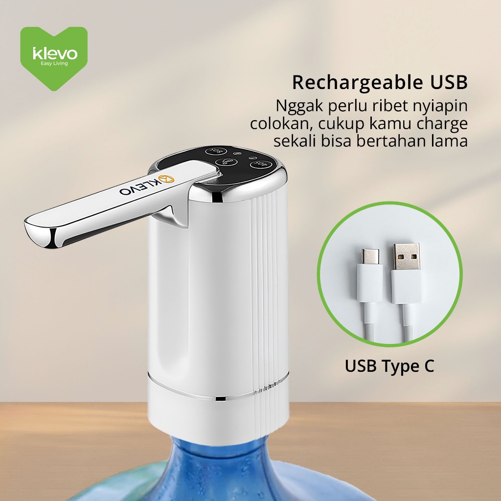 Jual KLEVO KL-WP01 Pompa Galon Lipat Elektrik Rechargeable Type C ...