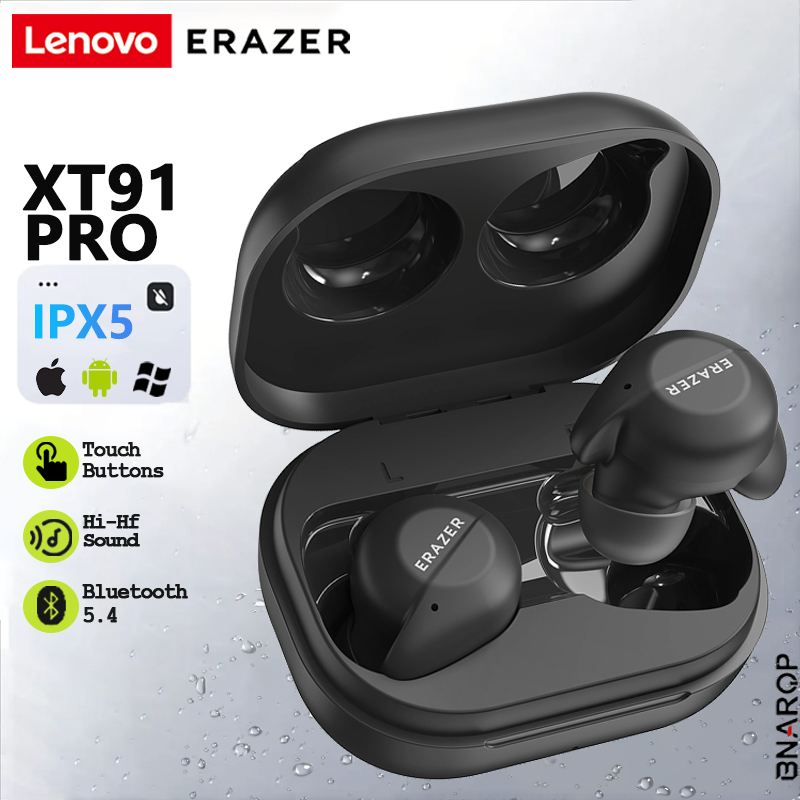 𝟭𝟬𝟬%𝗢𝗥𝗜 BNARQP x Lenovo ERAZER XT91 Headset Bluetooth TWS IPX5  tahan debu dan tahan air dengan mikrofon panggilan HD Sentuhan cerdas  kualitas