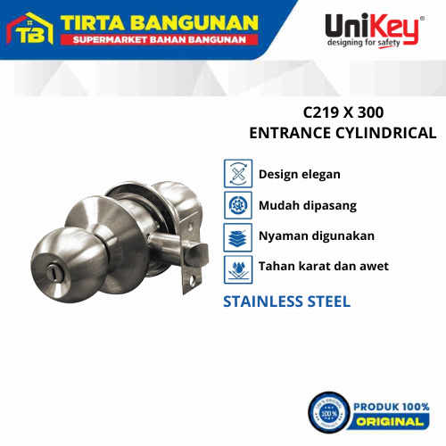Jual UNIKEY C 219 X 300 SSS BATHROOM CYLINDRICAL LOCK, KUNCI BULAT ...