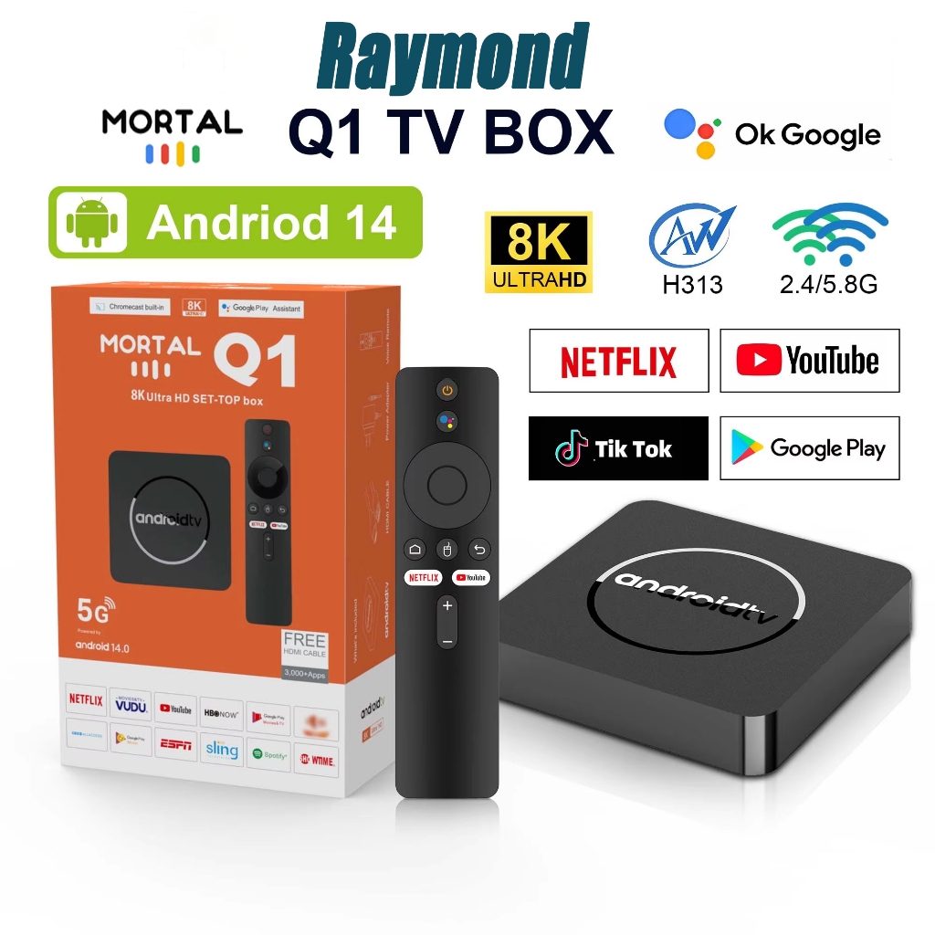 Jual Android TV Box Q1 Android 14.0 OS Set Top Box Stb Android Tv Ram ...