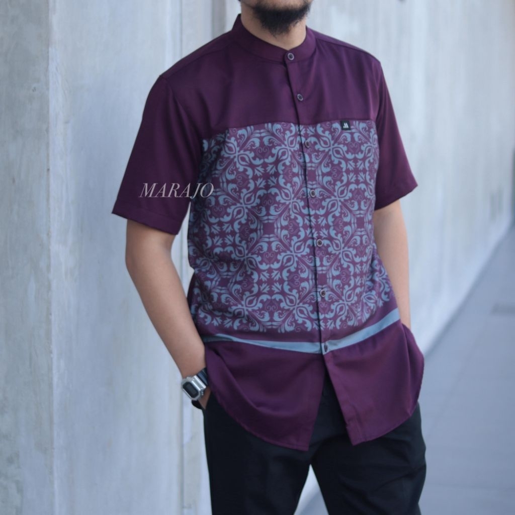 Jual Kemeja palano lengan pendek full kancing motif batik bahan toyobo ...