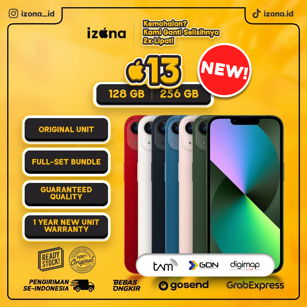 Jual IP 13 128 256 GB NEW RESMI - GARANSI INDONESIA - IZONA | Shopee ...
