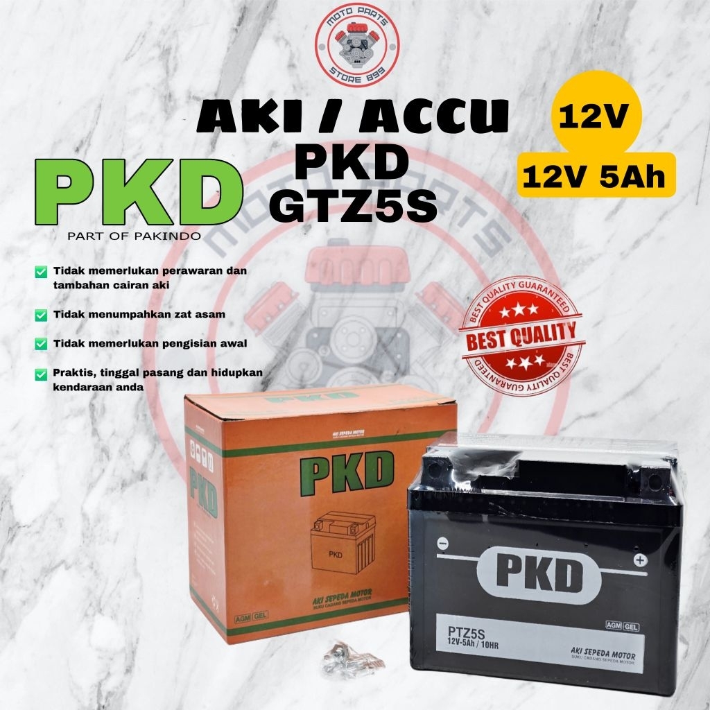 Jual AKI ACCU MERK PKD 12V-5Ah/10HR GTZ5S PTZ5S AKI MOTOR, ALL