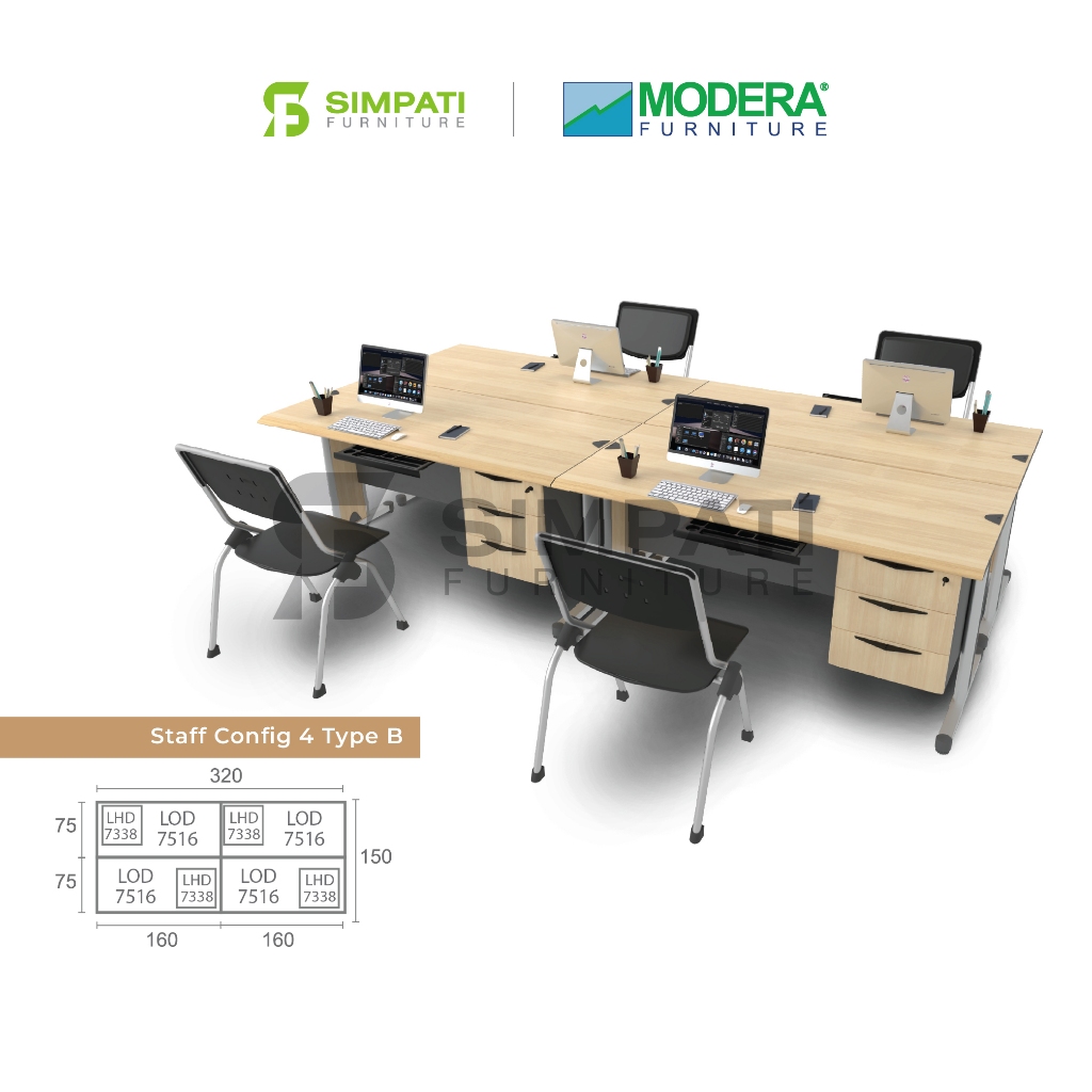 Jual MODERA! Meja Staff Config 4 (4 meja) TANPA KURSI | Shopee Indonesia