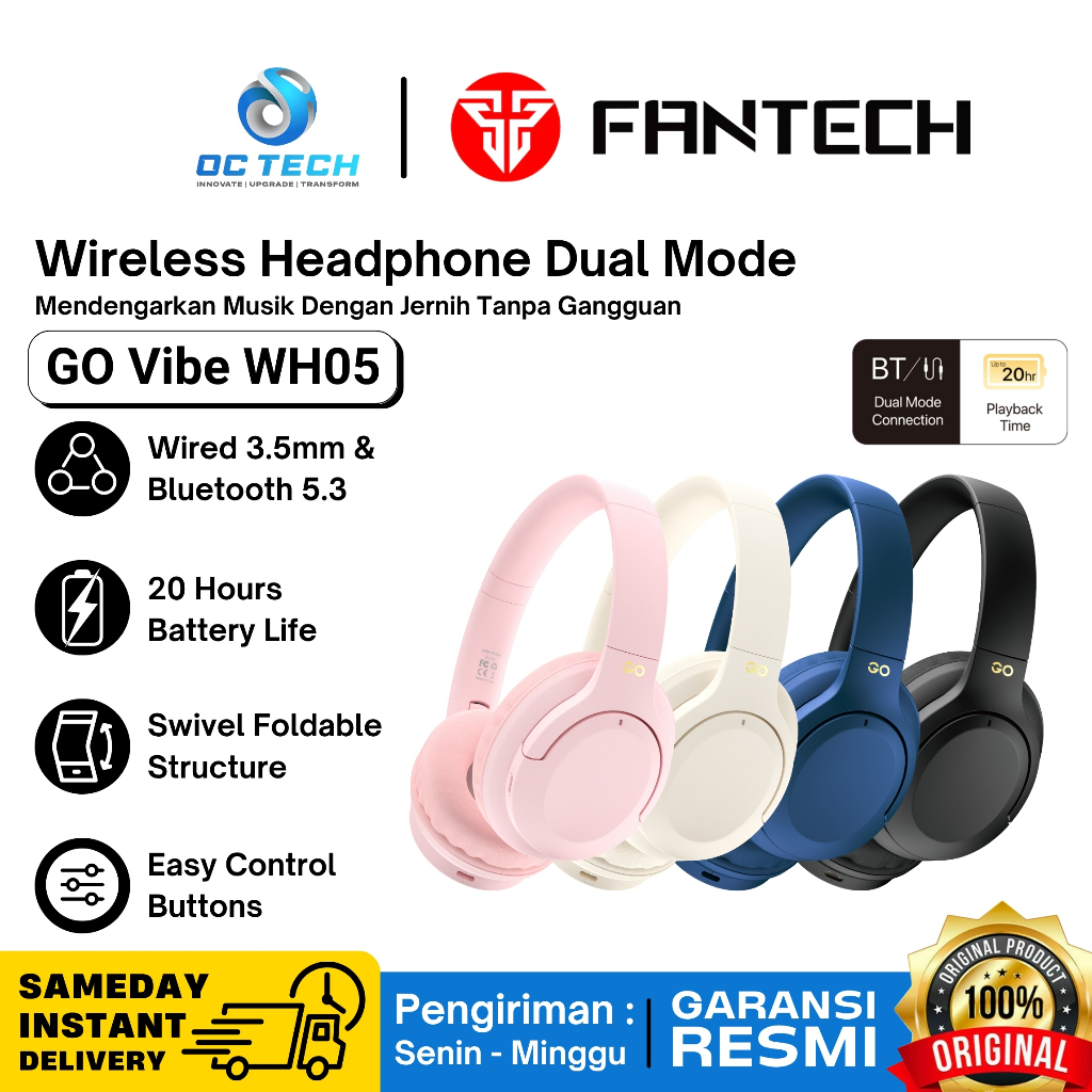 Jual Fantech GO VIBE WH05 Headphone Bluetooth Dual Mode Headset ...