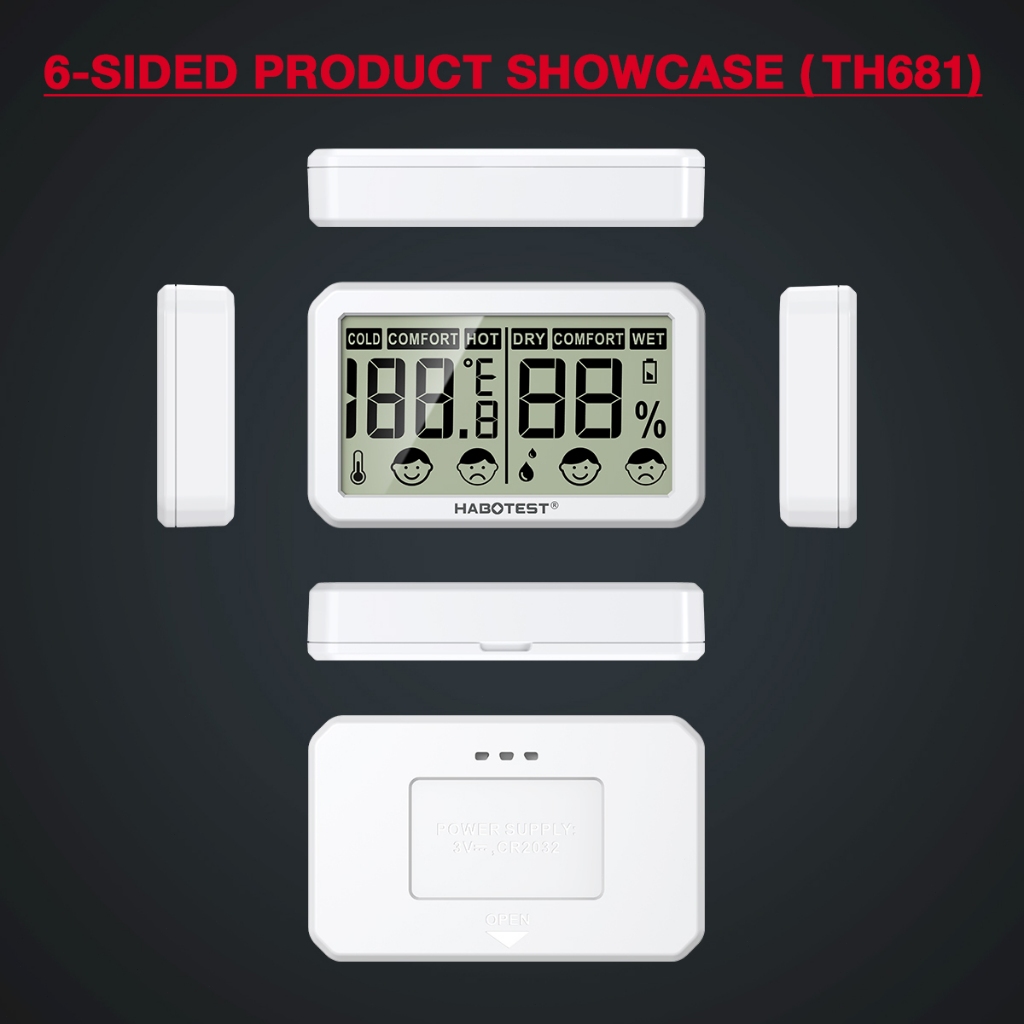 Jual HABOTEST HT680 Digital LCD Thermometer Hygrometer, Indoor Mini ...