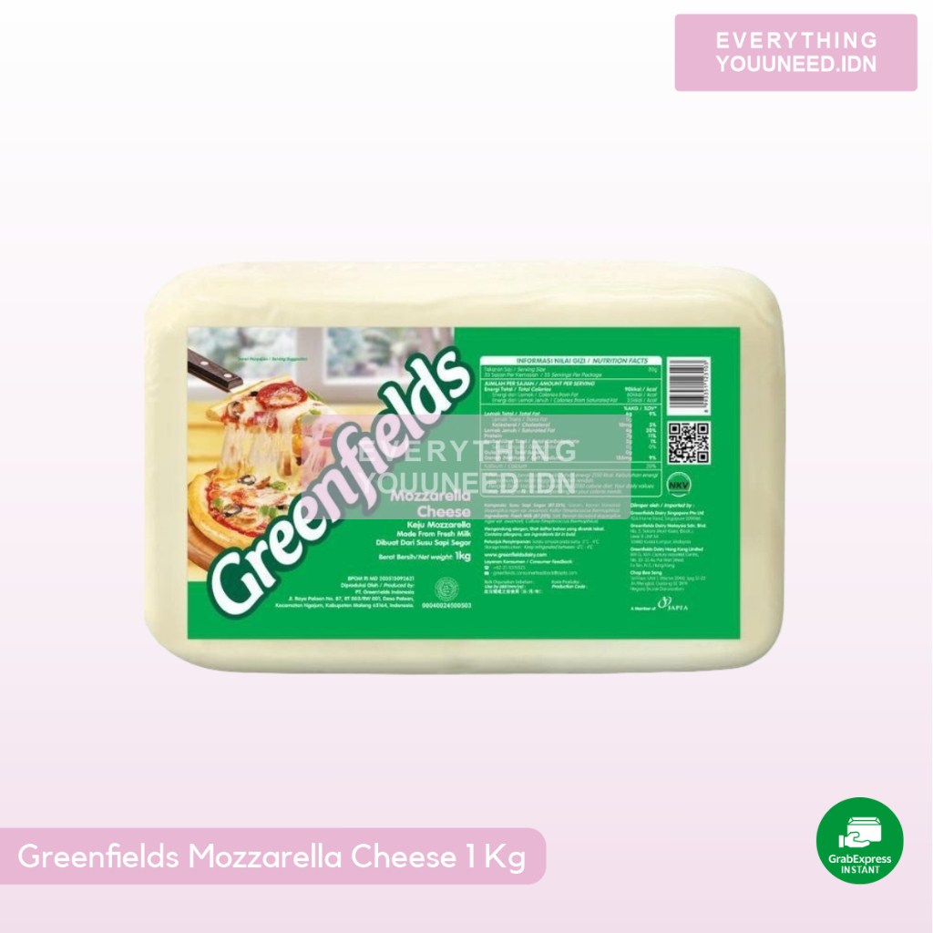 Jual [ INSTAN ] Keju Greenfields - Mozzarella Block Cheese 1 KG ...