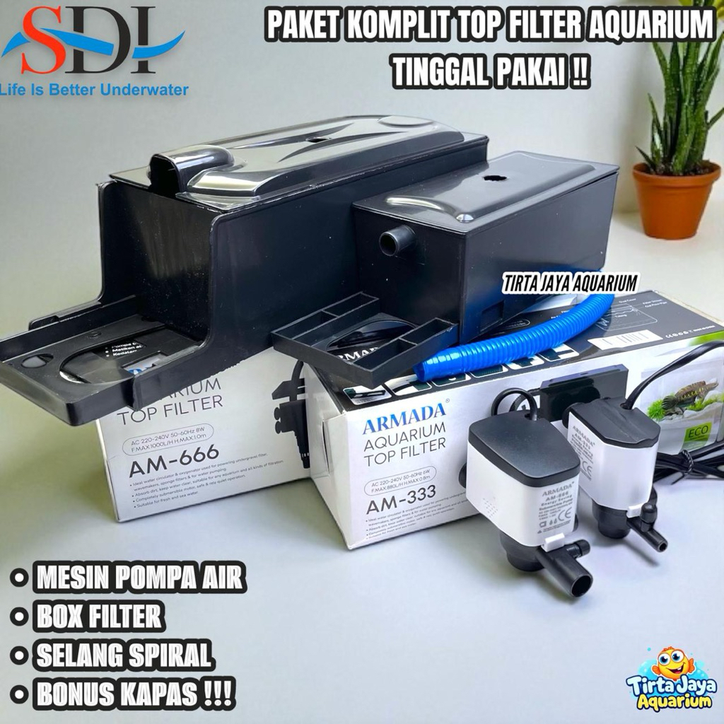 Jual FILTER AQUARIUM FULLSET TOP FILTER+KAPAS ARMADA AM 666 777 BESAR ...