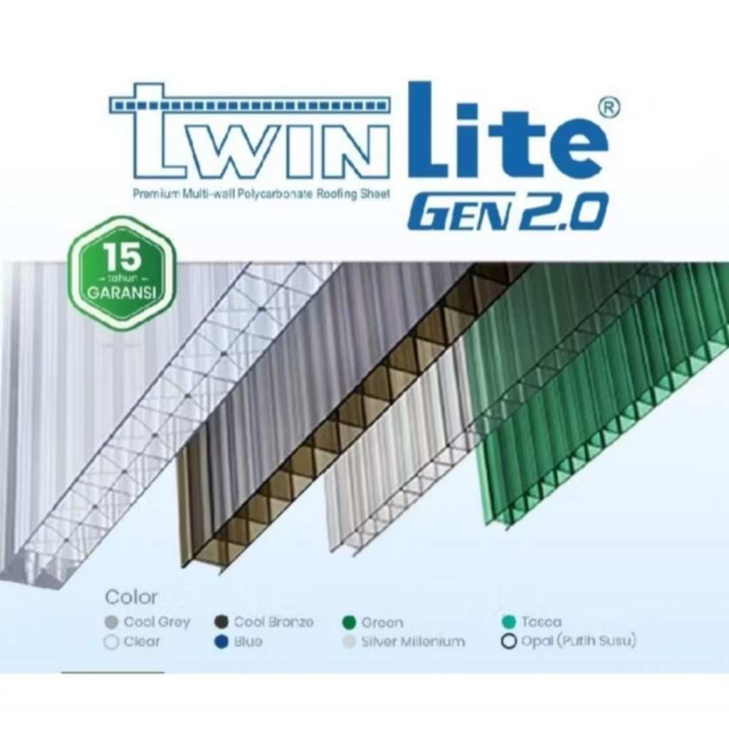 Jual Atap Polycarbonate Twinlite 5mm Gen 2 flat/rol/Twinlite 5mm Gen 2 ...
