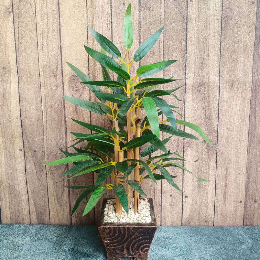 [Bunga Set Pot] Bambu set pot /Bambu hiasan meja /Bunga artificial /Bunga aesthetic hiasan meja /Bunga aesthetic hiasan rak dinding /Bunga hias murah meriah /Bunga artificial aesthetic