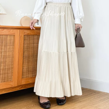 Aileen Pleated Skirt BB Premium Rok Panjang Wanita Maxi Plisket Bb Fit To Xxl
