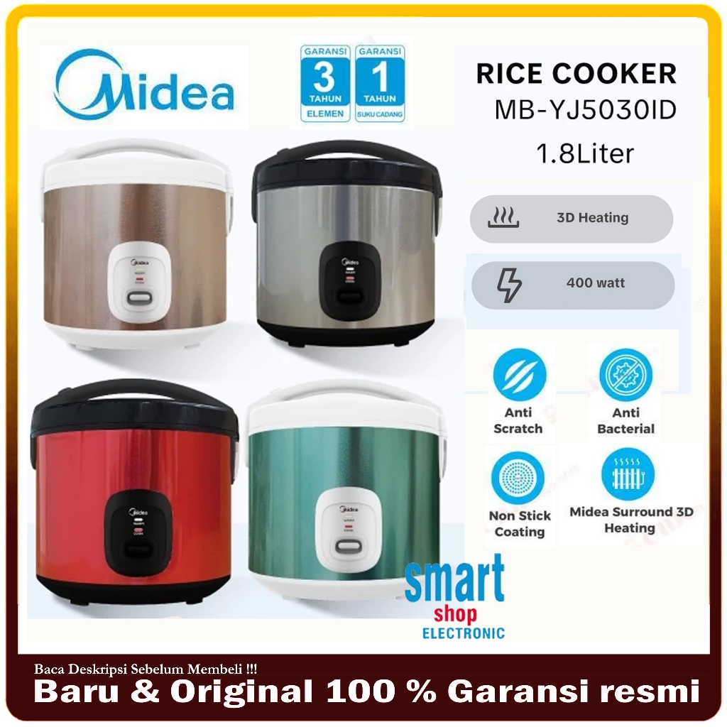 Jual Magic Com Midea MB-YJ5030 / Rice Cooker Midea 1.8 Liter 400 Watt ...