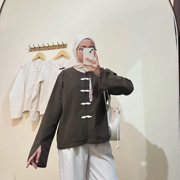 Buymau.Fa Alenia Blouse Wanita Atasan Linen Premium Lengan Panjang Atasan Linen Basic Top Korea