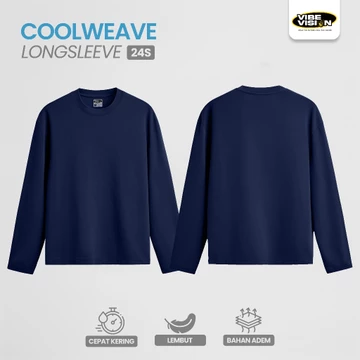 VibeVision Kaos Lengan Panjang Polos Cotton Combed 24s Kaos Navy Polos Pria Premium