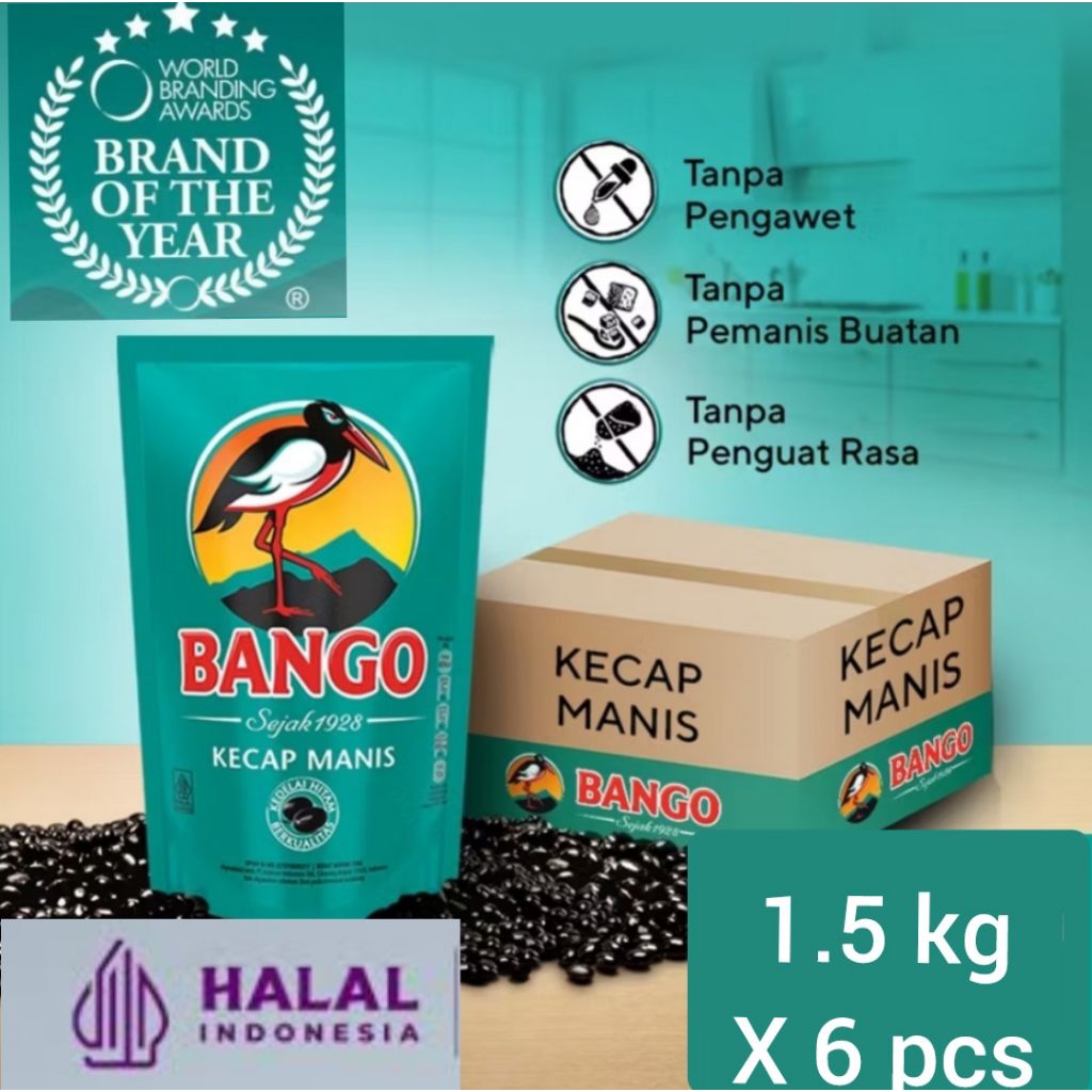 Jual 1 (DUS) x 6 pcs 1.5 kg kecap bango manis refill label halal ...
