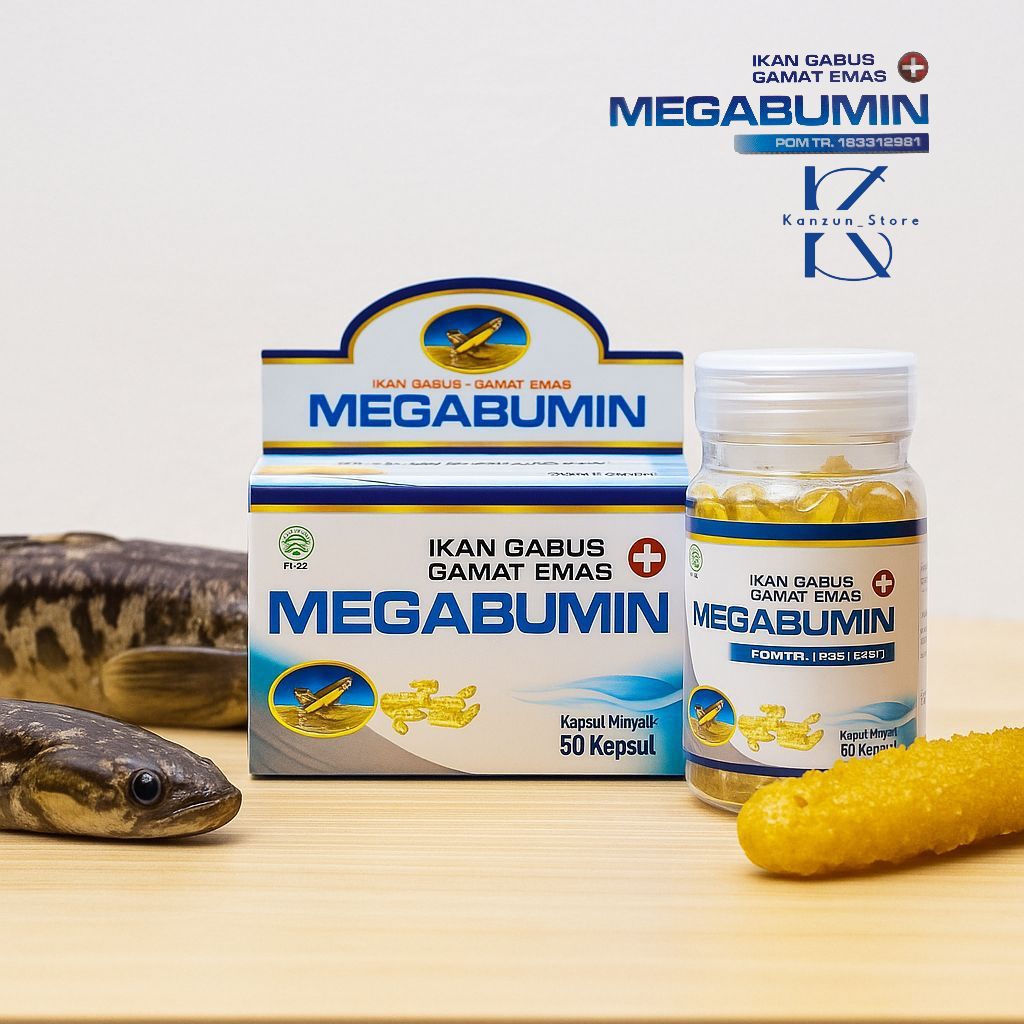 Jual MEGABUMIN Kapsul Minyak Ikan Gabus Plus Gamat Emas isi 50 Kapsul ...