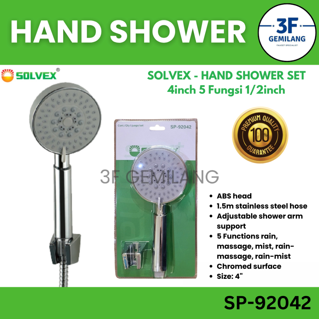 Jual SOLVEX - Hand Shower Set Bulat 5 MODE SHOWER FUNCTION 5in1 Ukuran ...