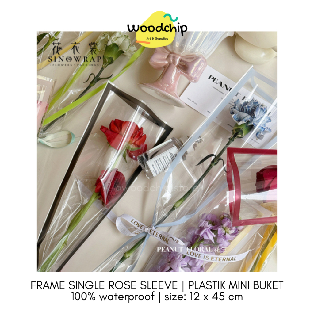 Jual [PCS] FRAME SINGLE ROSE SLEEVE | WRAPPING PLASTIK MINI BUKET BUNGA ...