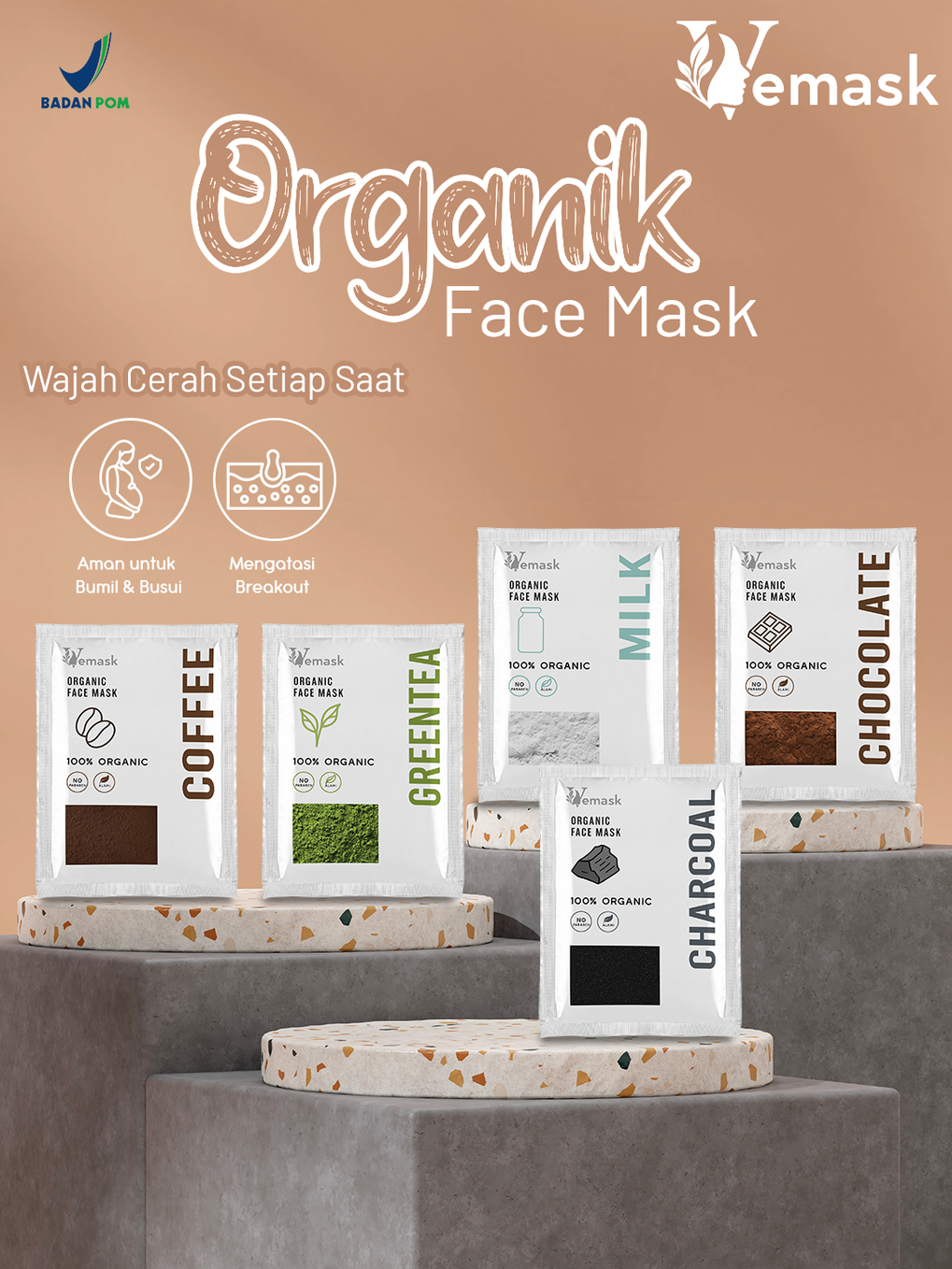 Jual Masker Wajah Organik Masker Muka Mencerahkan Memutihkan Masker