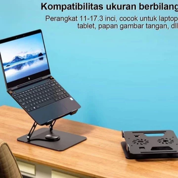 Laptop Stand 360° Rotatable Bisa Dilipat Portable Laptop Stand Dudukan Notebook Meja Aluminium