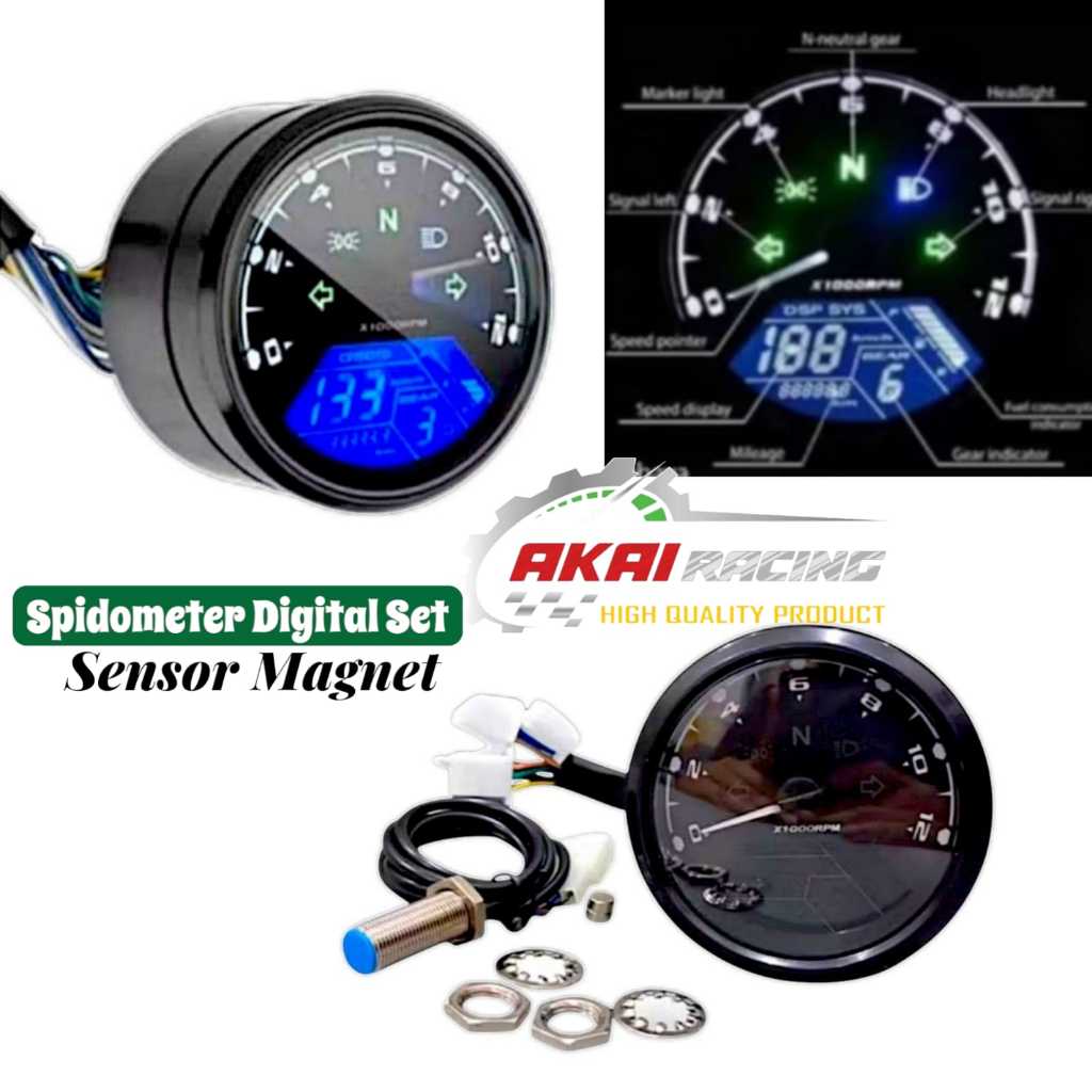 Jual Speedometer Babon Digital Akai Racing Spidometer Led Model Bulat ...