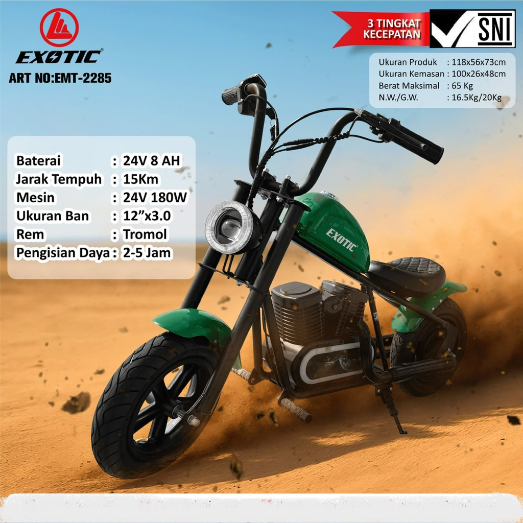 Motor aki anak Model Harley Exotic EMT 2285 moge besar listrik cas casan