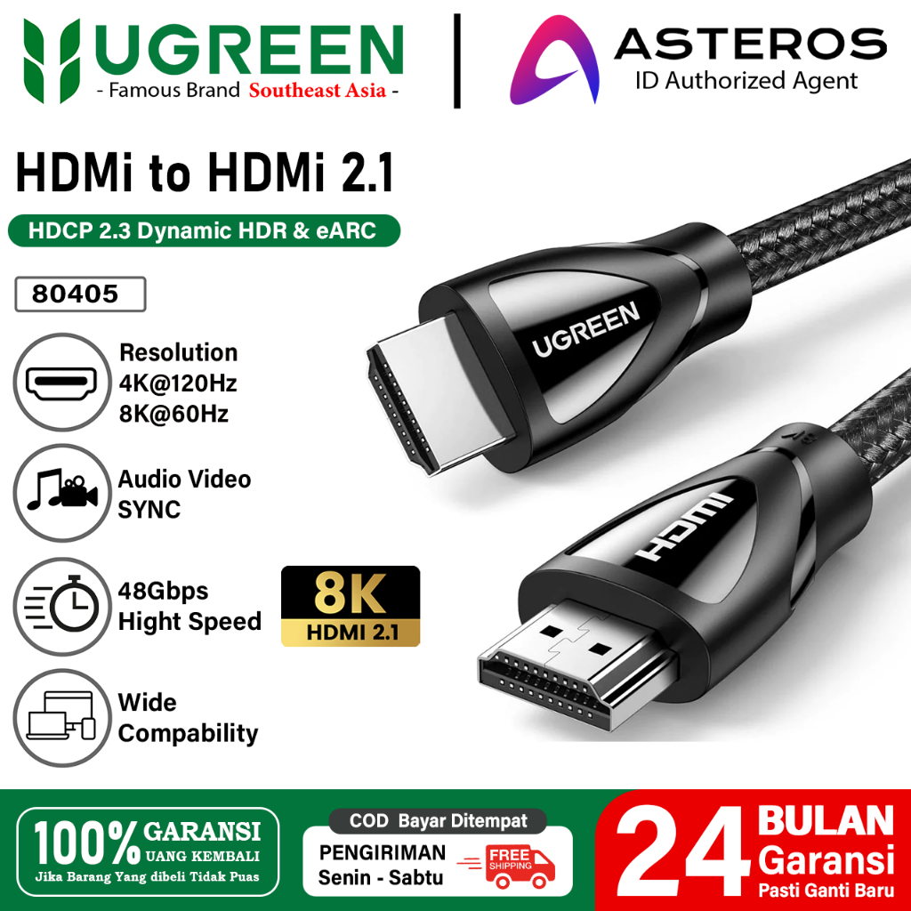 UGREEN Kabel HDMI to HDMI 8K 60hz 4K 120hz 48Gbps Ultra High  Speed