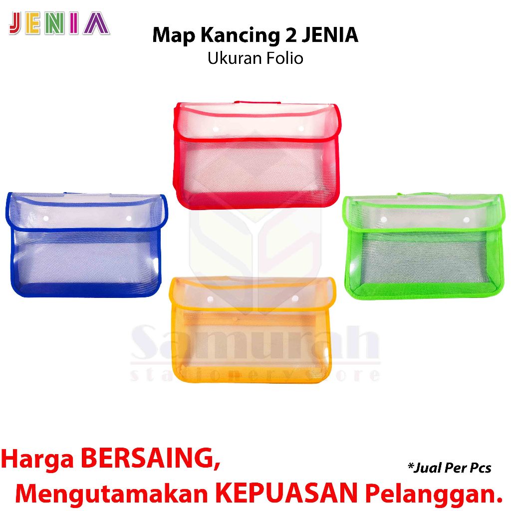 Jual Map Plastik Kancing 2 JENIA Jaring Folio/ Zipper School Bag F4 ...