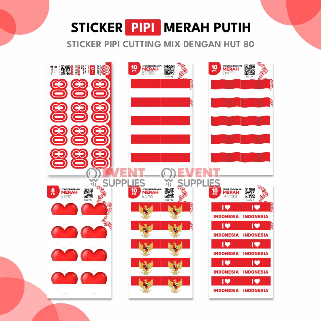 Jual [Paket Lengkap] Sticker Pipi BESAR Bendera Merah Putih / Sticker ...