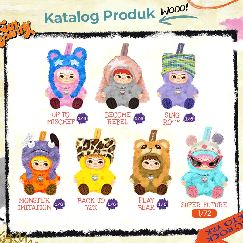 WAKUKU Fuzzy Trendy Fun Blind Box Keychain Bag Charm dan Robot TWS Wireless Earphone Airbuds T50S