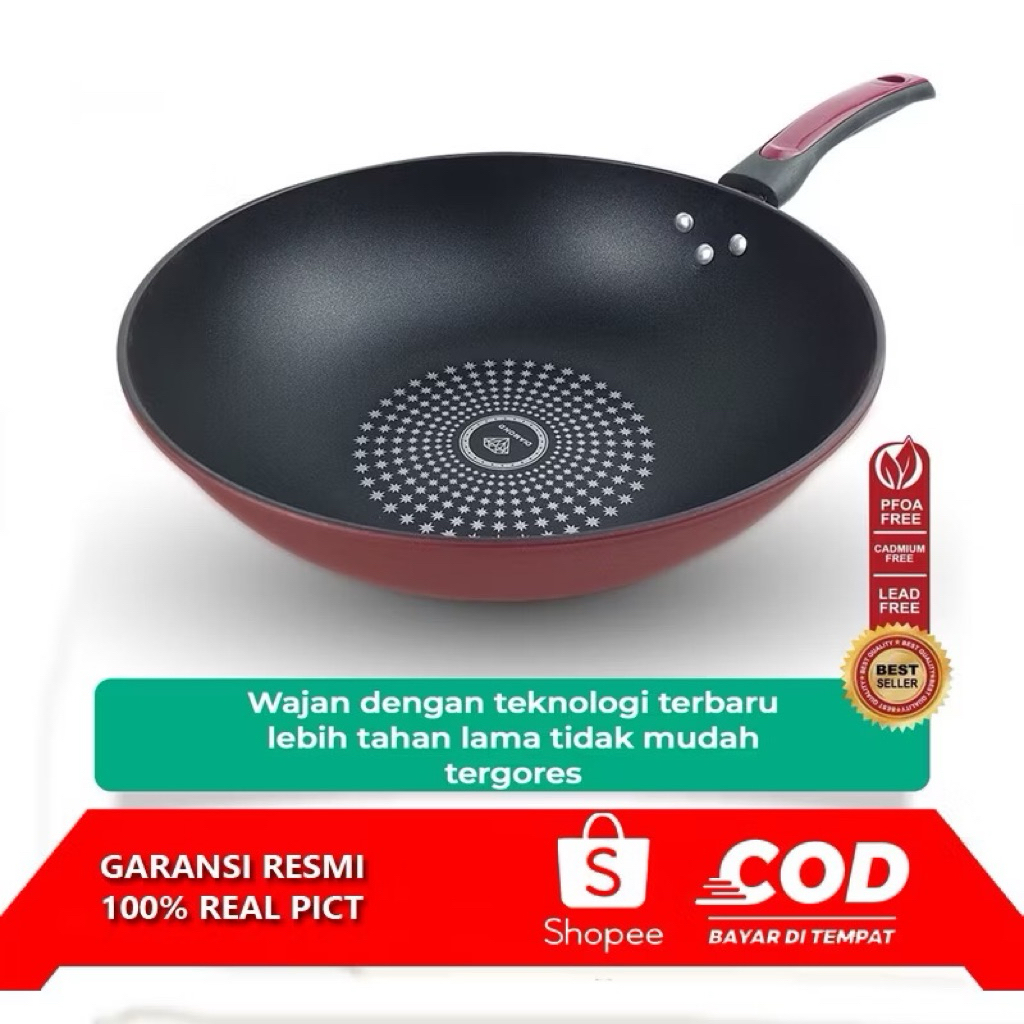 COTOM Poêle Wok Wok martelé à la Main Authentique. Wok 12 Pouces (30cm