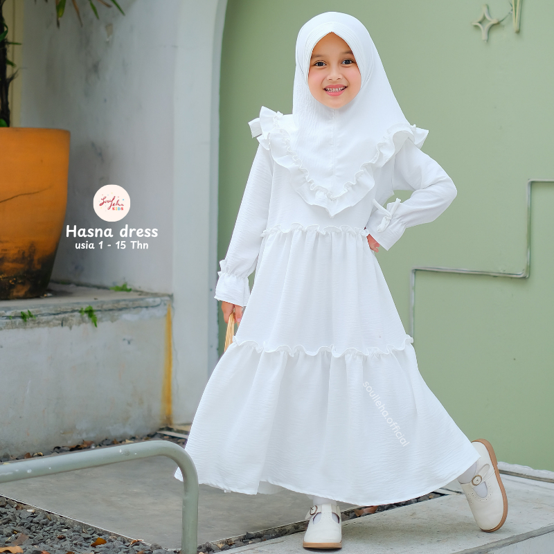 Soulleha Hasna Gamis Putih Set Hijab Manasik Haji Anak Perempuan Usia 1-15 tahun