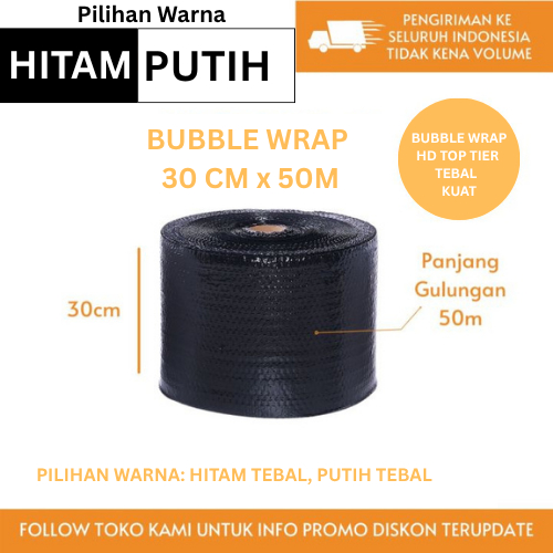 Jual Bubble Wrap 30 cm x 50 meter Hitam Bening - Babel Wrap Bungkus ...