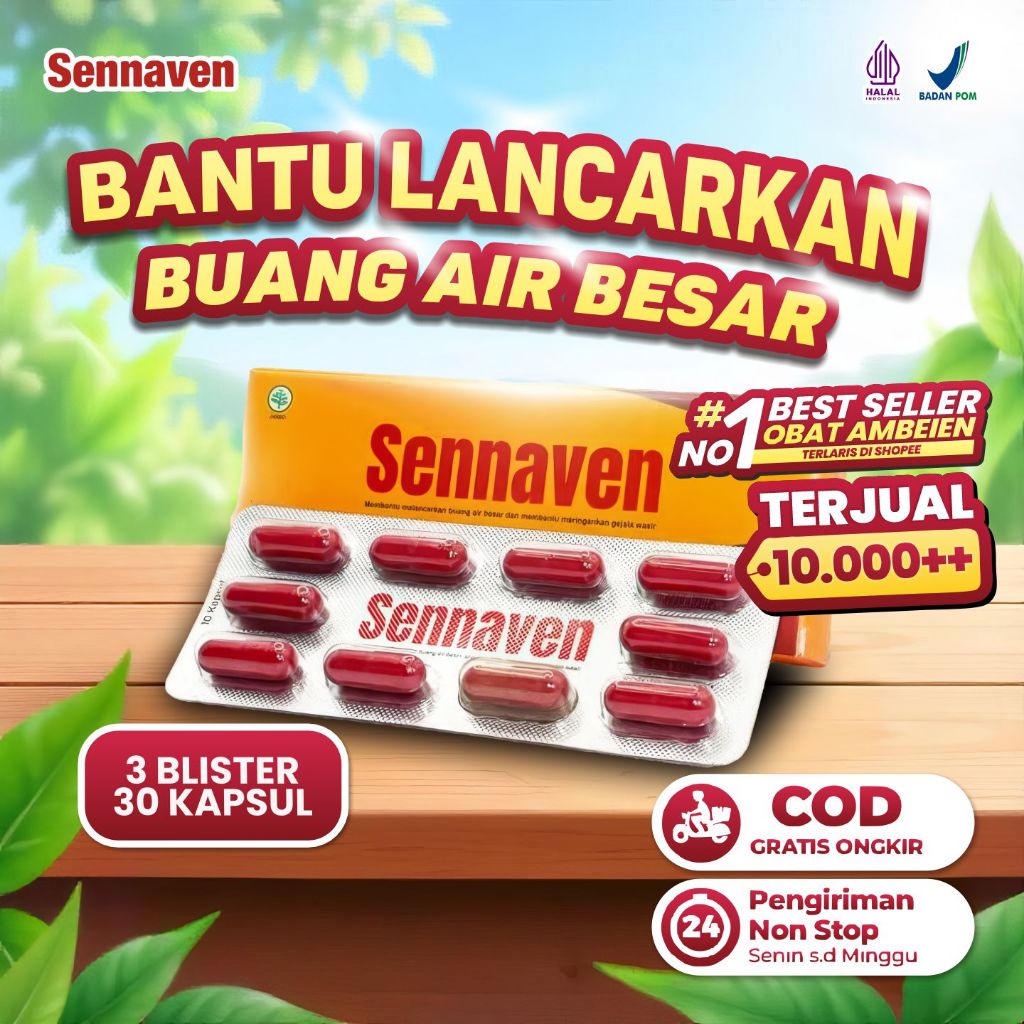 Sennaven 3 Blister Original- Obat Wasir Ambeien Melancarkan Buang Air Besar Ampuh Tanpa Efek Samping