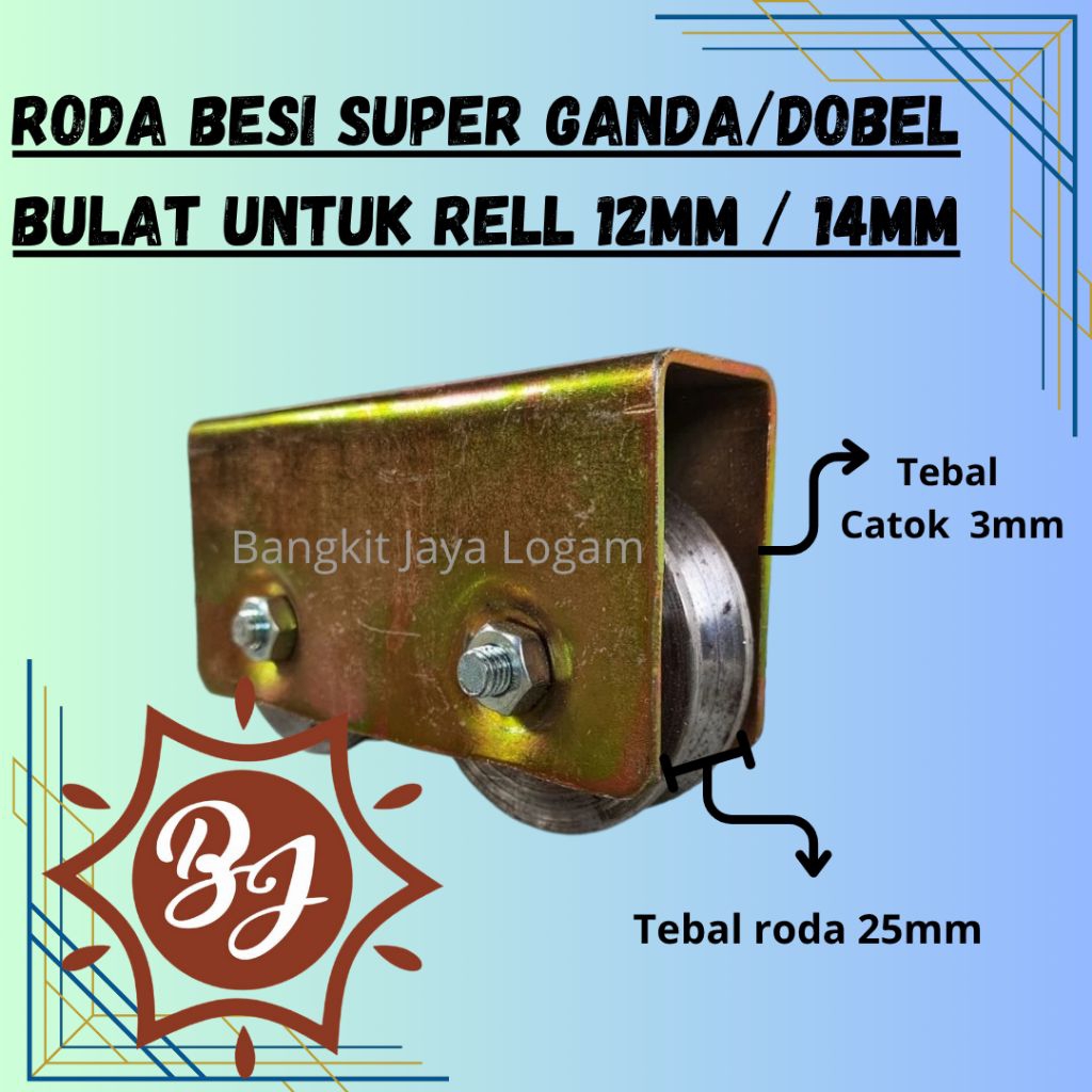 Jual Roda Pagar Besi Super Ganda Dobel Untuk Rell 12mm, 14mm //Roda ...