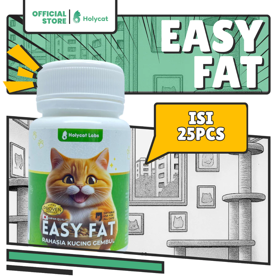 Holycatlabs Easy Fat Vitamin Penambah Nafsu Makan dan Penggemuk Kucing isi 25 Kapsul