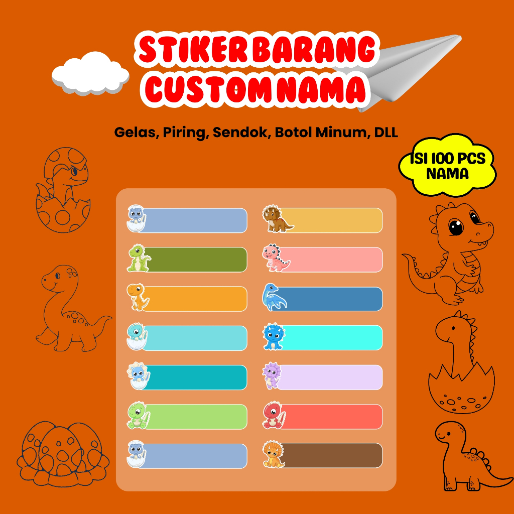 Jual Sticker Barang Custom Nama 100 Pcs Waterproof/Stiker UV Timbul ...