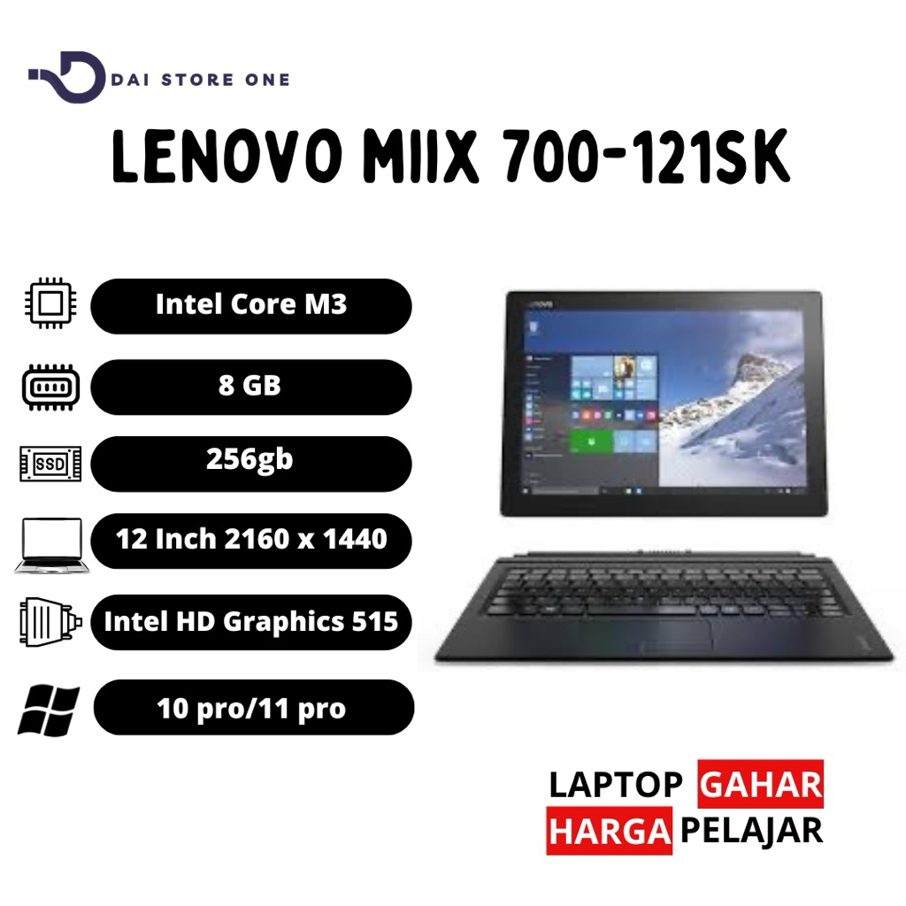 Jual Lenovo Tablet MIIX 520 Core i5/i7 Gen 8 16GB/SSD512GB