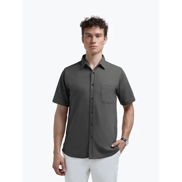 Broodis Kemeja Pendek Polos Coklat Coffee SOFTEE Short MONTY Series Brown Lengan Pendek Slimfit
