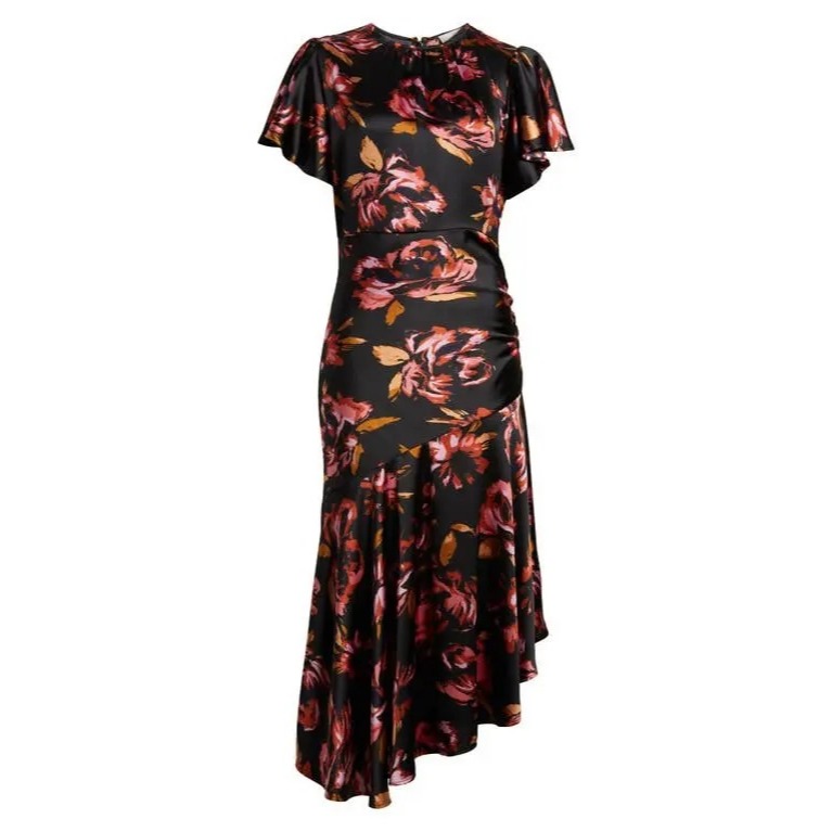 Jual Gaun Pesta Wanita Chelsea28 Flutter Sleeve Asymmetric Hem Dress - 8538  | Shopee Indonesia