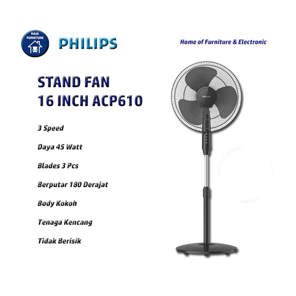 Jual PHILIPS Kipas Angin Berdiri ACP-610 | Pedestal Fan Philips 16 Inch ...
