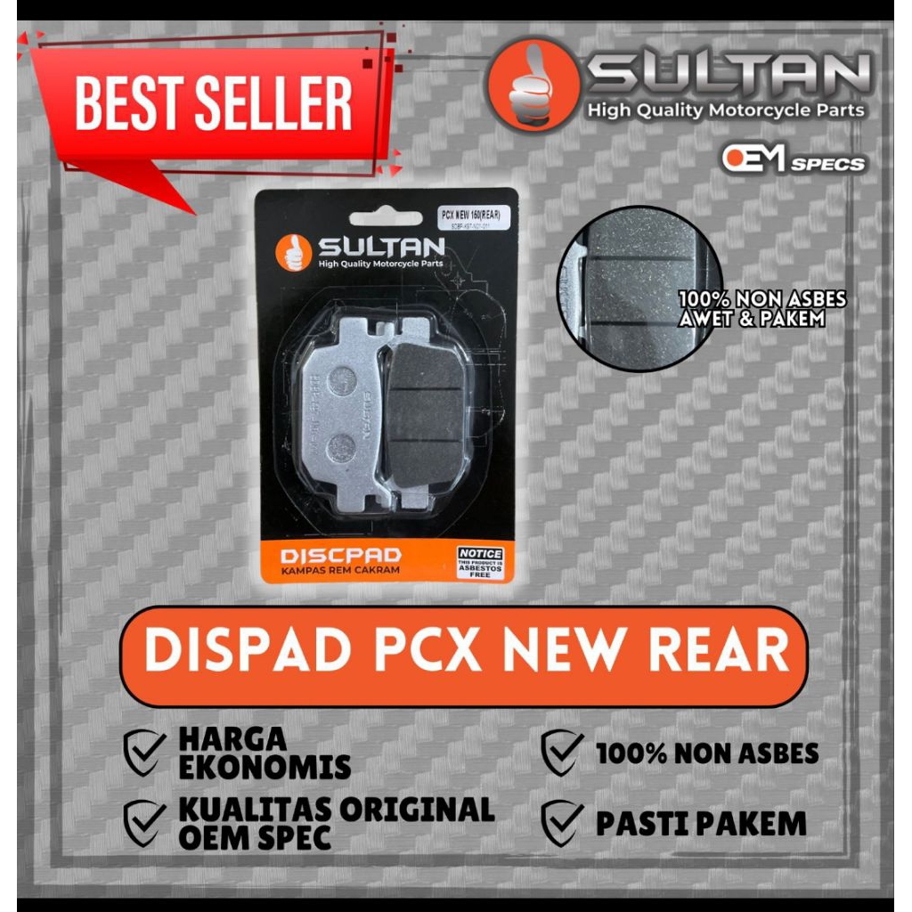 Jual DISC PAD / KAMPAS REM CAKRAM PCX NEW 150 REAR SULTAN PART GOOD ...