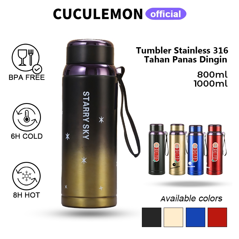 Jual CucuLemon Botol Minum Stainless Steel 1000ML Termos Panas