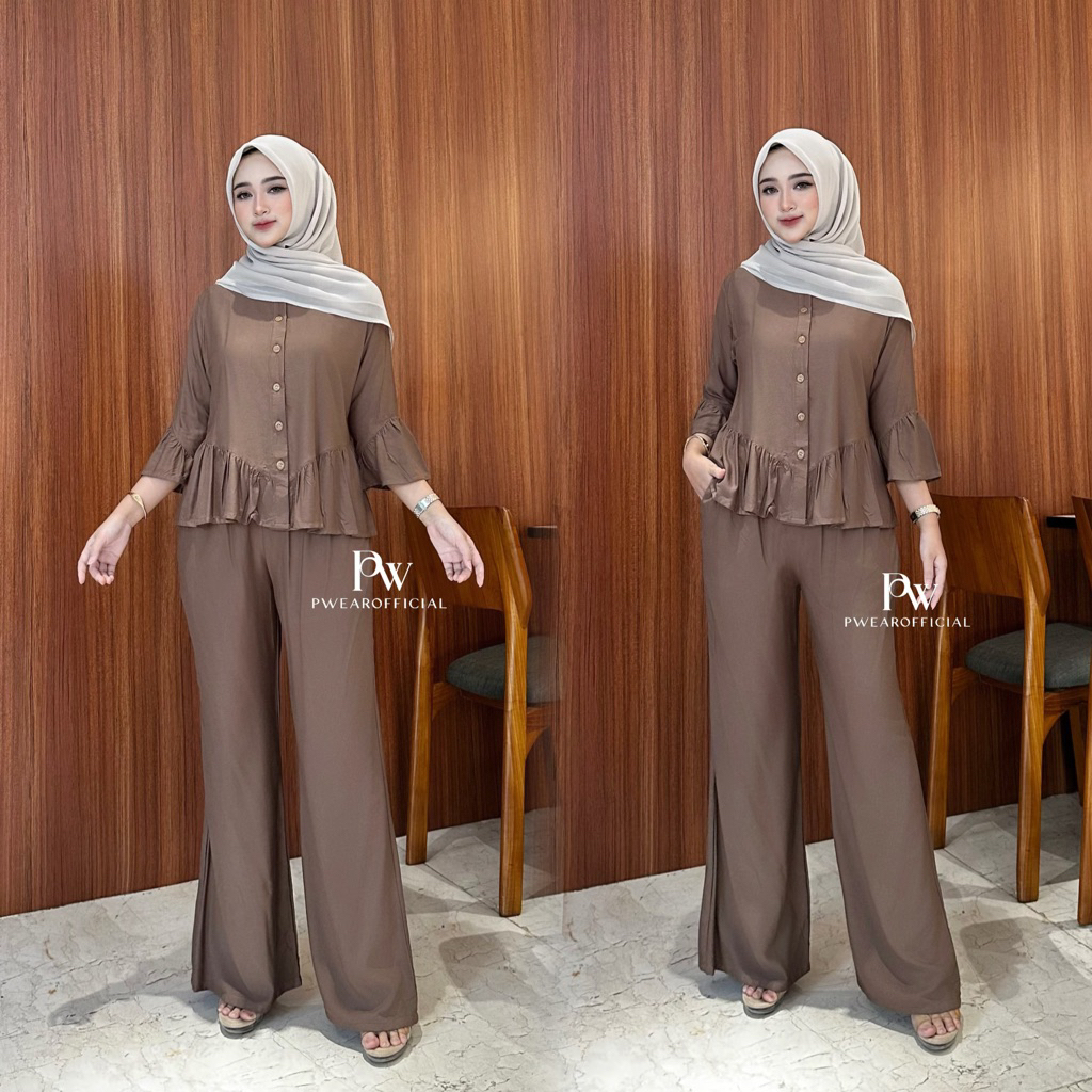 Jual Oneset Rayon Twill Polos Rampel Luna Set Celana Kulot Semi Cutbray ...