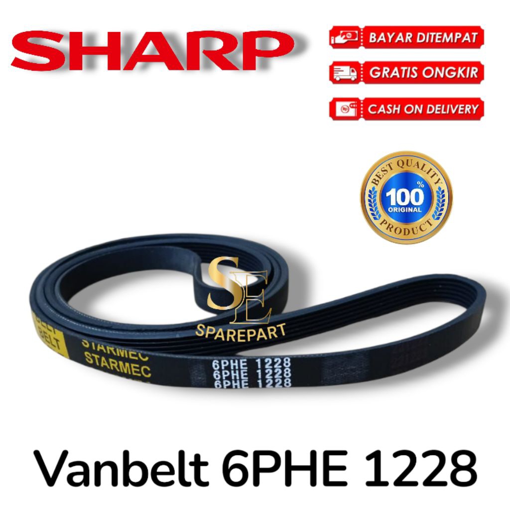 Jual VANBELT / BELTING MESIN CUCI SHARP FRONT LOADING 6PH 1228 | Shopee ...