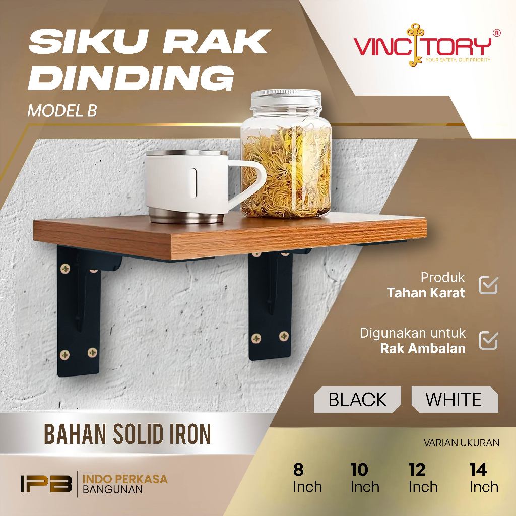 Jual VINCITORY SIKU RAK Dinding Besi L Rak Penyangga Bracket Ambalan ...