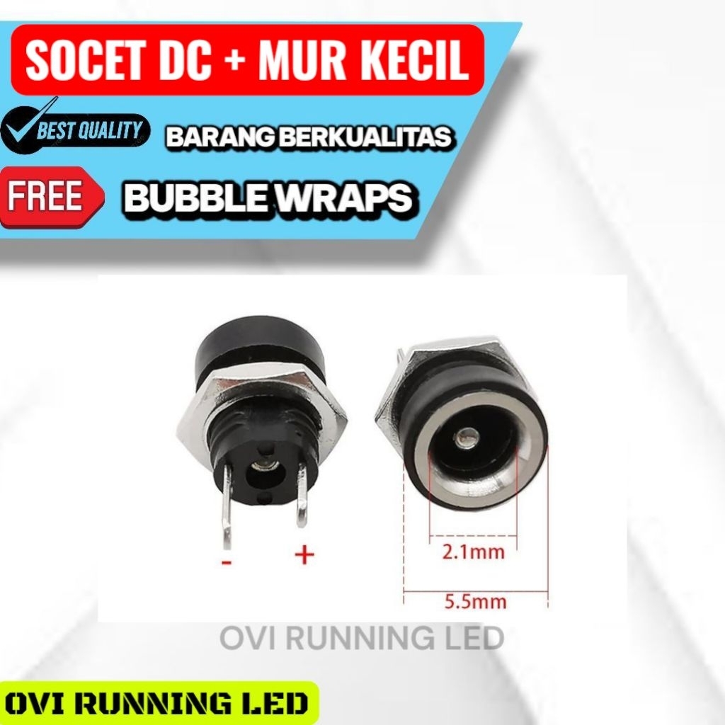Jual Socet DC 2.1x5.5mm female mount DIP PCB Power Socet Plug In Jack ...
